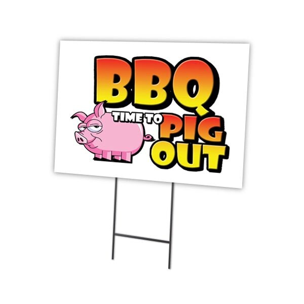 Signmission Bbq Time To Pig Out Yard & Stake outdoor plastic coroplast window, C-1216-DS-Bbq Time To Pig Out C-1216-DS-Bbq Time To Pig Out - main